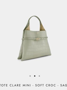 Ree Projects Mini Clare Tote Croc-Embossed Shoulder Bag in Sage Green